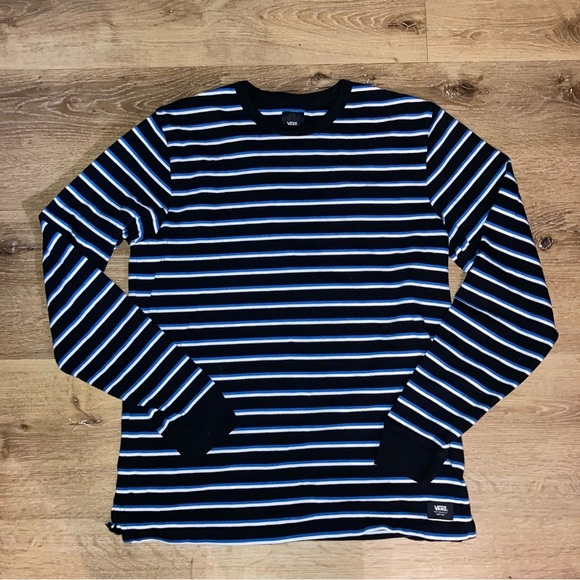 Vans Men's Black,Blue And White Striped Long Sleeve Shirt Size Small Casual Y2k - Picture 2 of 9